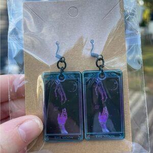 Hand-pieced “The Moon” Tarot Card Earrings